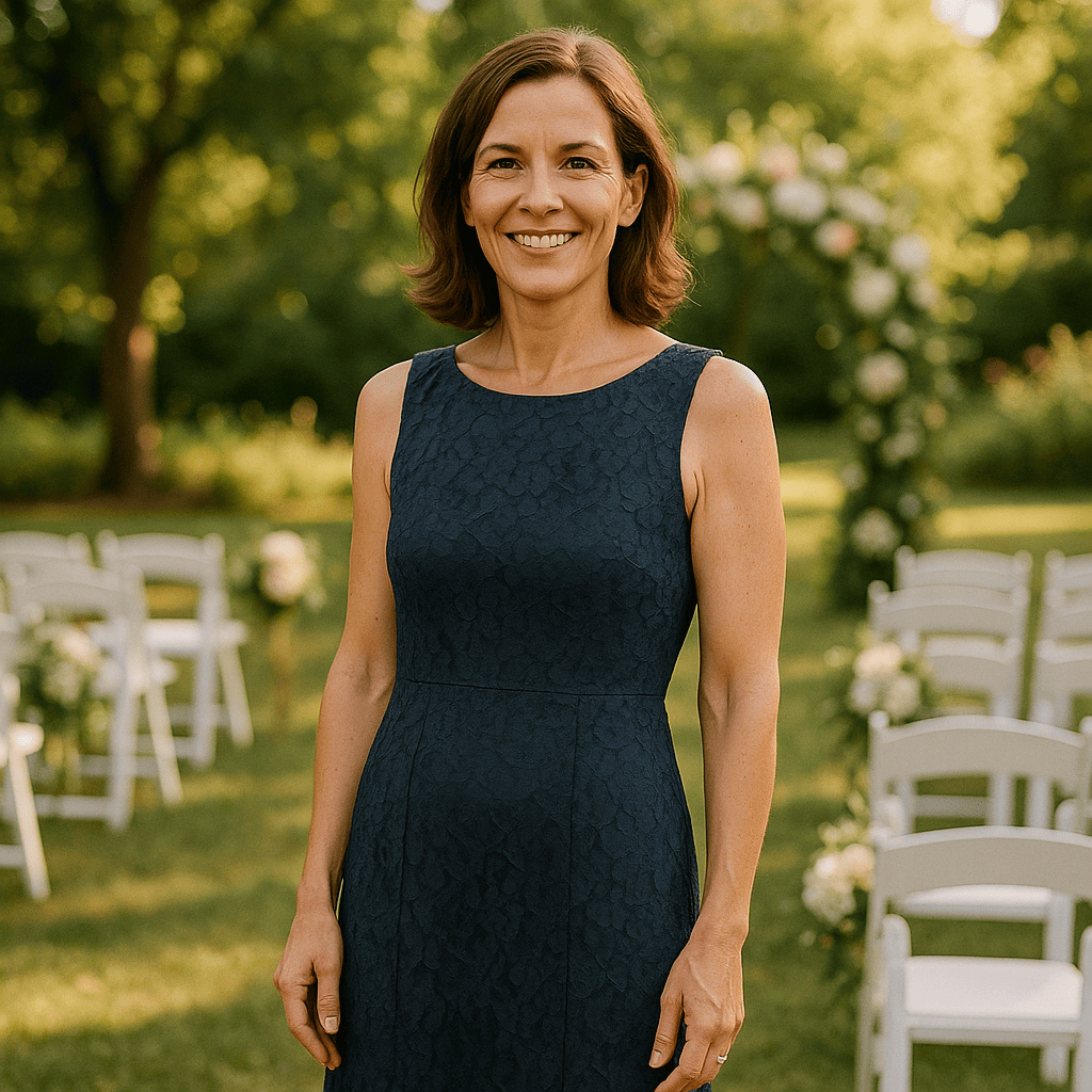 Smiling woman in a beautiful dress